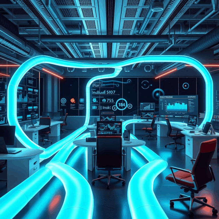 LayerX Series B — futuristic pipelines connecting enterprise back-office data with AI automation.