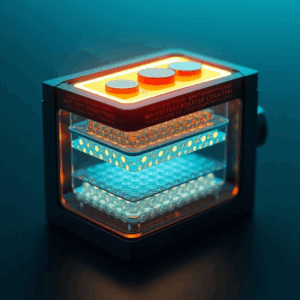 Futuristic battery cell with glowing energy layers — represents Xbattery’s battery innovation funding.