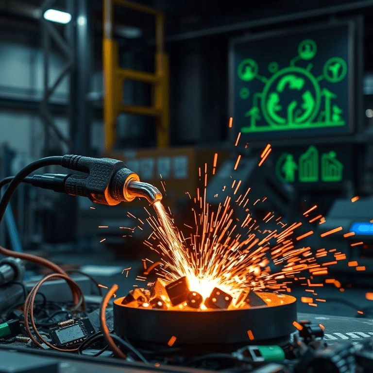 Visualization of Chakr Innovation's cleantech innovation in plasma-based metal recycling process.