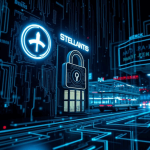 Stellantis data breach visual showing exposed customer data via vendor system.