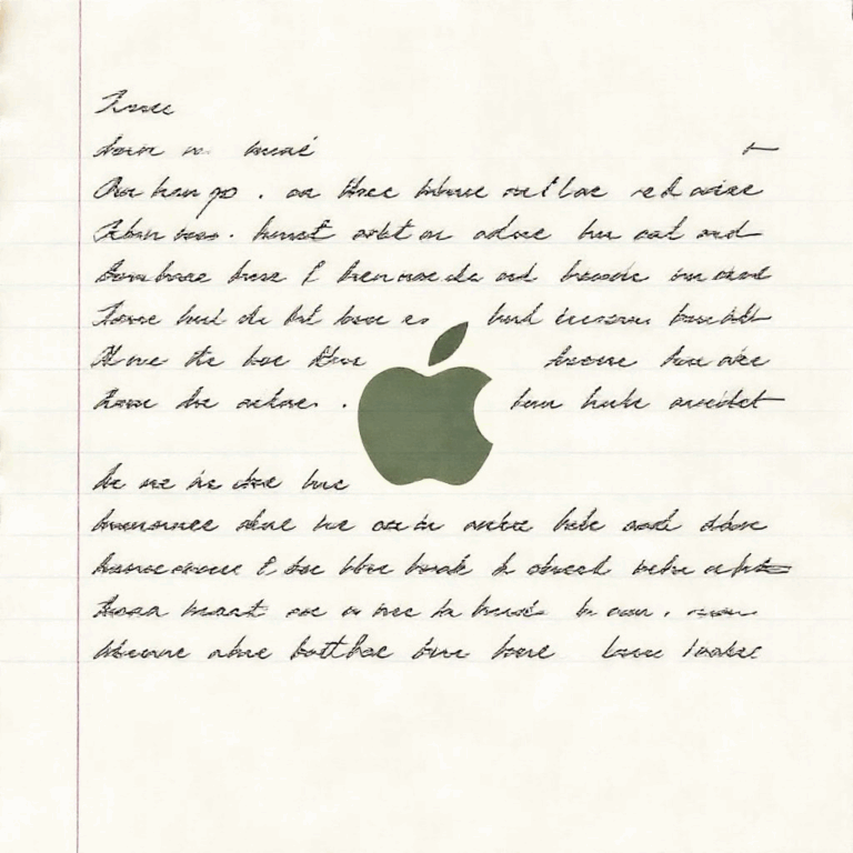 Handwritten note symbolizing Steve Jobs final reflection with Apple watermark