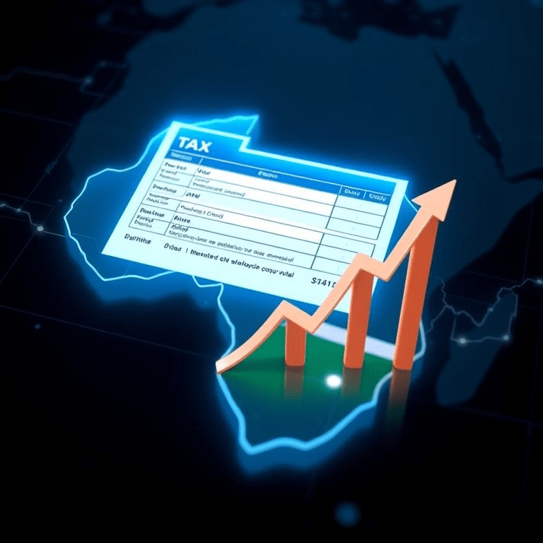 TaxTim acquisition: digital tax form over South Africa map with growth arrows