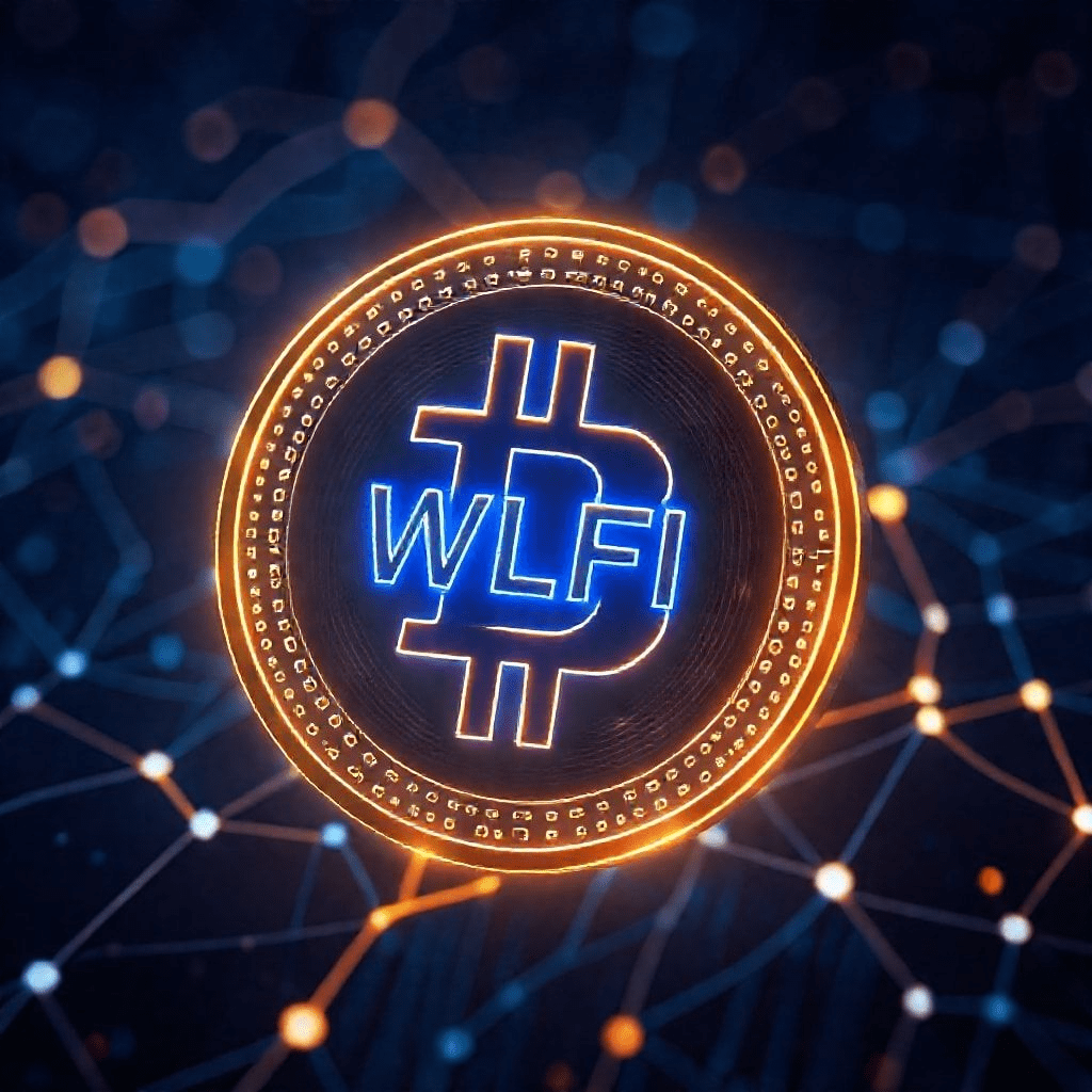 WLFI token trading launch with a futuristic blockchain background.