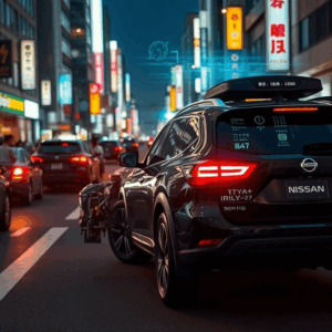 Wayve technology Nissan Ariya navigating Tokyo streets with AI sensors